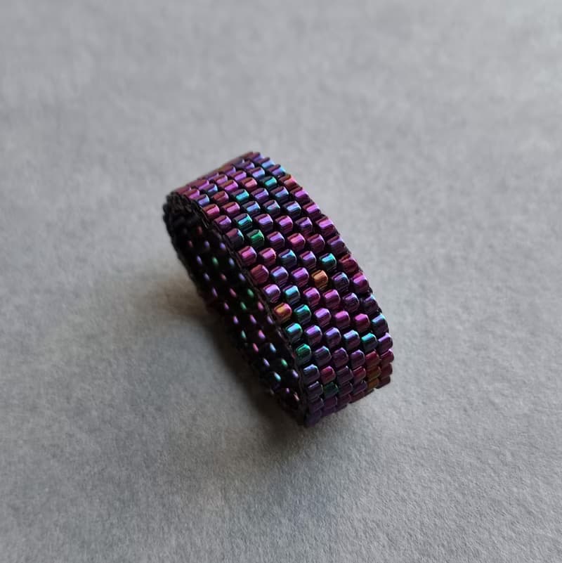 Purple beaded ring | Handmade bead jewelry | Elegant ring | Unique jewelry