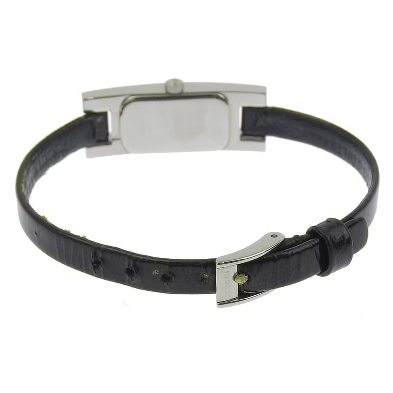 【日本直送】グッチ GUCCI 腕時計 3900L SS × 型押しレザー クオーツ アナログ表示 黒文字盤 レディース【中古】