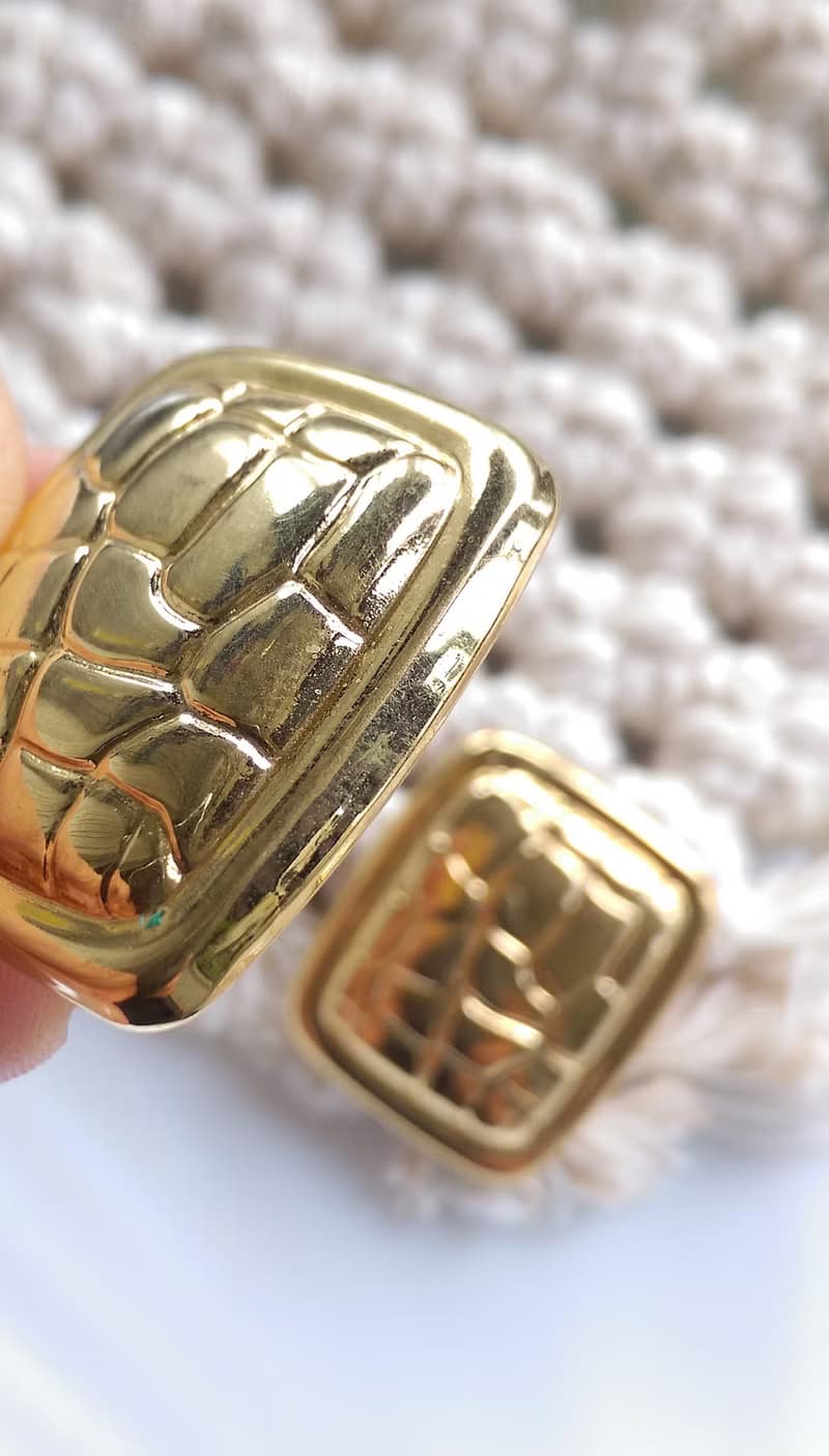 Vintage Jewelry 西洋古董飾品 金色調 鱷魚紋 小方形 針式耳環