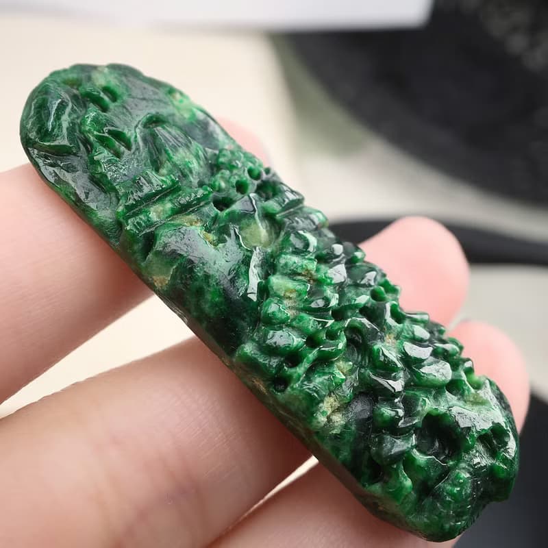 滿綠翡翠山水牌 | 天然緬甸A貨翡翠 | 送禮