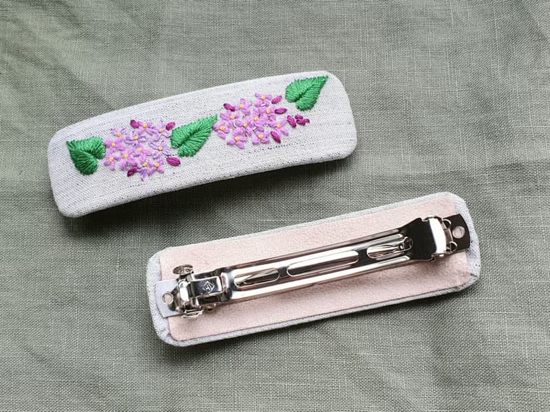 浪漫情人節禮物/手刺繡紫丁香彈簧髮夾