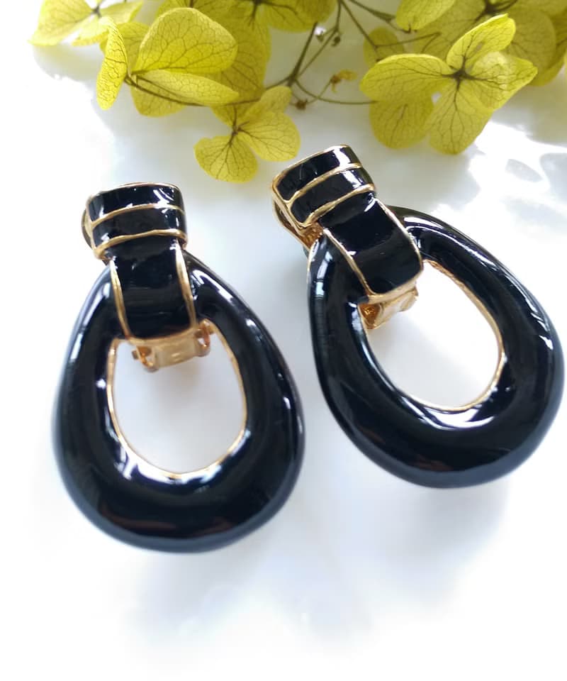 Vintage Jewelry 西洋古董飾品 個性 摩登 黑色調 夾式耳環