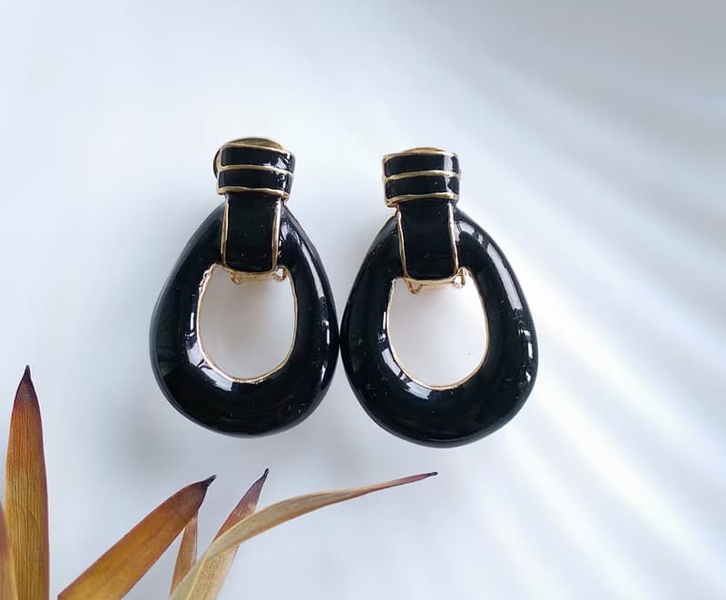 Vintage Jewelry 西洋古董飾品 個性 摩登 黑色調 夾式耳環