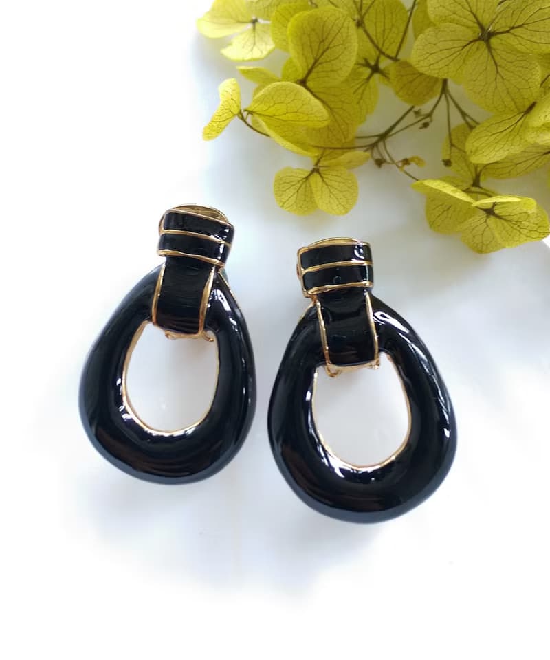 Vintage Jewelry 西洋古董飾品 個性 摩登 黑色調 夾式耳環