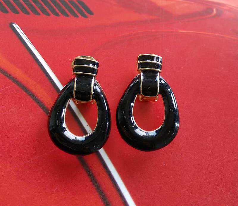Vintage Jewelry 西洋古董飾品 個性 摩登 黑色調 夾式耳環