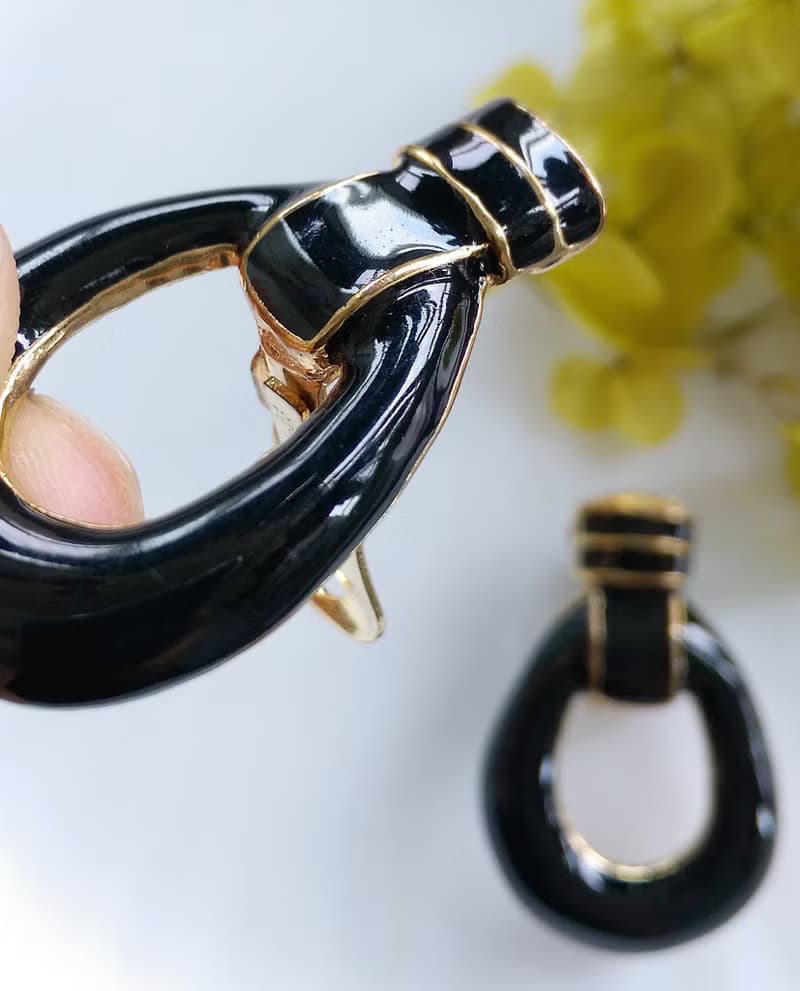 Vintage Jewelry 西洋古董飾品 個性 摩登 黑色調 夾式耳環