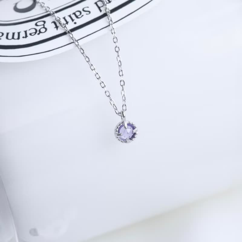 紫水晶925純銀麻花蛋糕塔項鍊