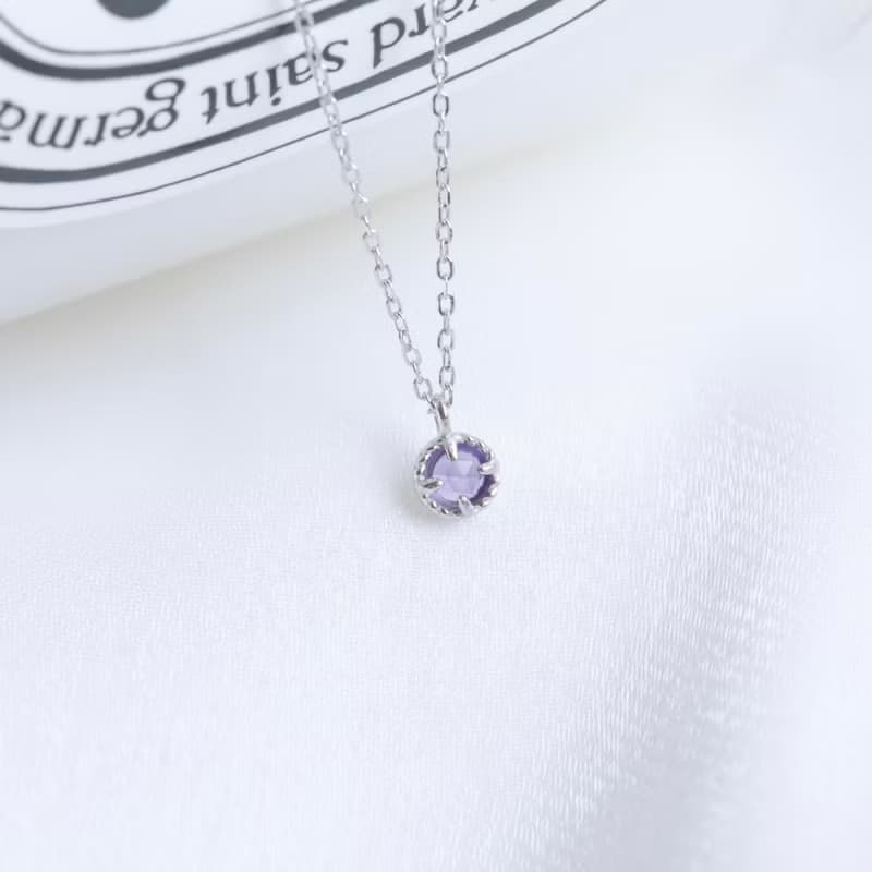 紫水晶925純銀麻花蛋糕塔項鍊