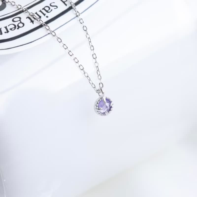 紫水晶925純銀麻花蛋糕塔項鍊