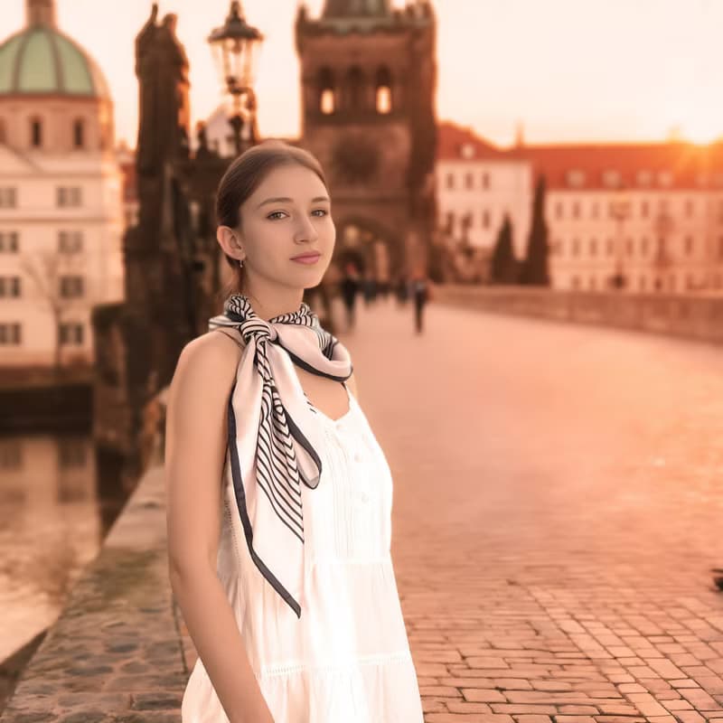 空中的浪漫大方巾絲巾90厘米 Jardin Des Fontaines