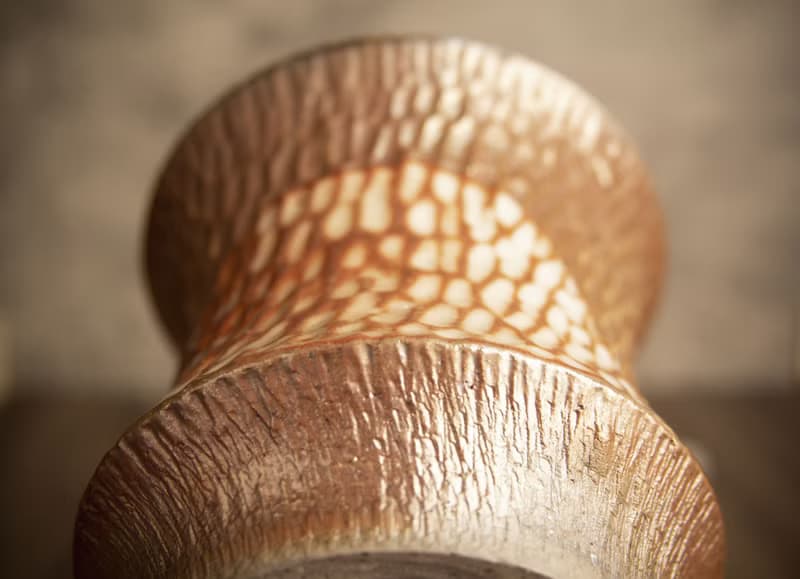 大盆∣柴燒盆缽∣手刻紋理、局部志野釉∣塊根多肉植物、手工作品