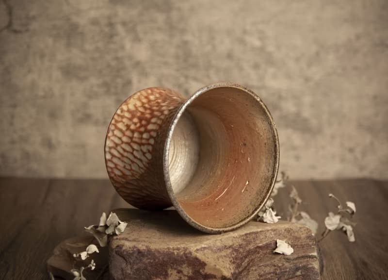 大盆∣柴燒盆缽∣手刻紋理、局部志野釉∣塊根多肉植物、手工作品