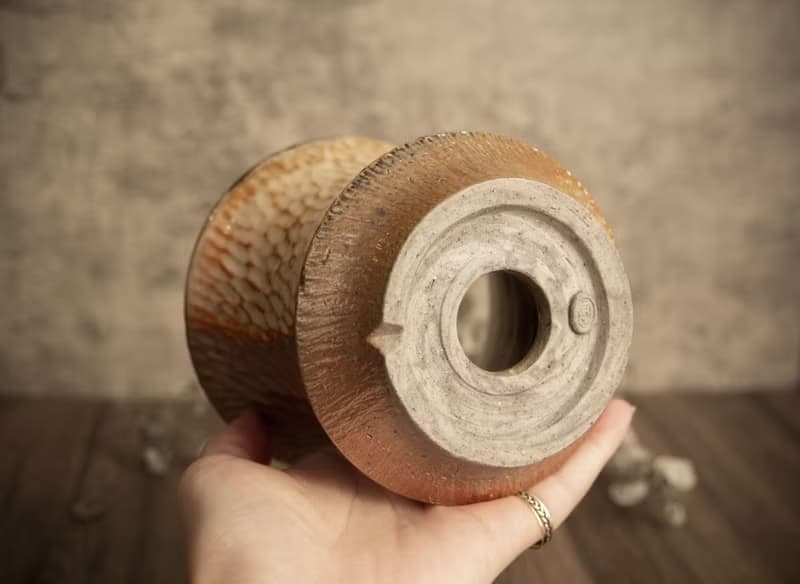 大盆∣柴燒盆缽∣手刻紋理、局部志野釉∣塊根多肉植物、手工作品