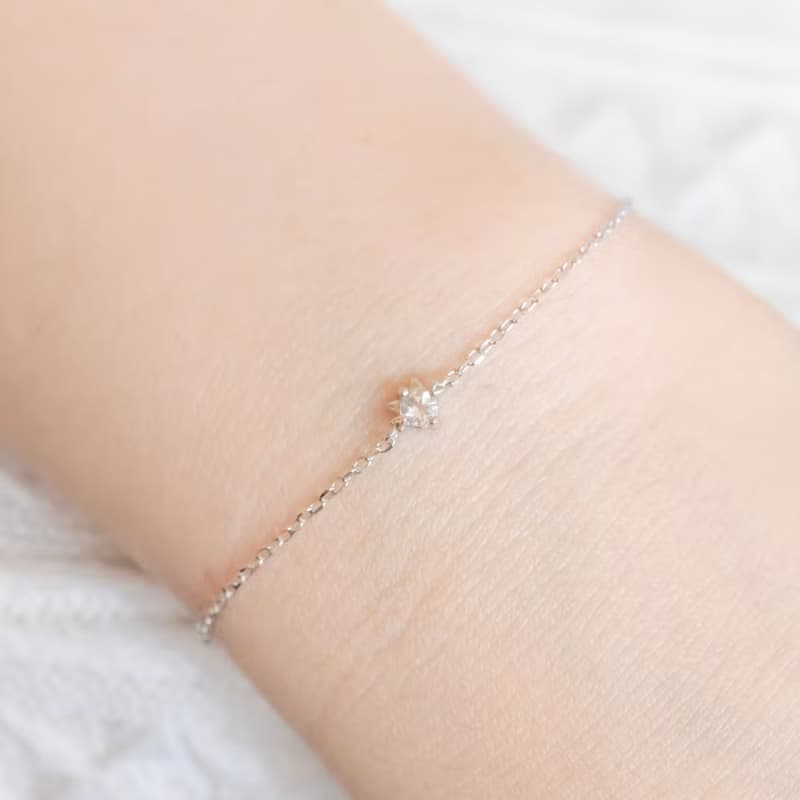 白水晶925純銀貓咪手鍊