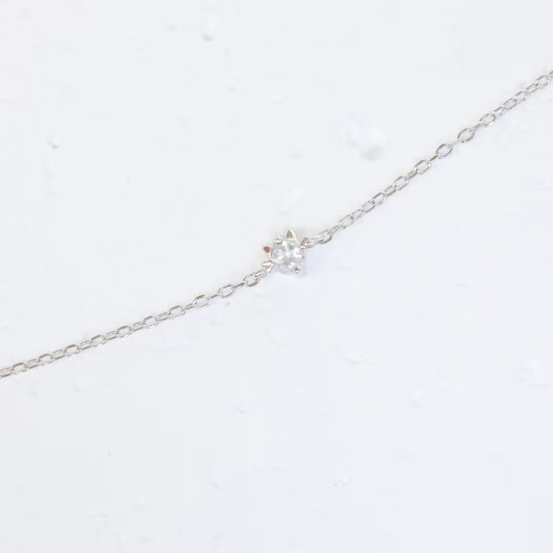 白水晶925純銀貓咪手鍊