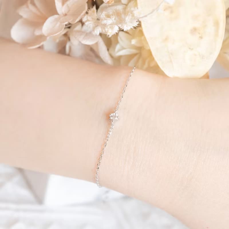 白水晶925純銀貓咪手鍊