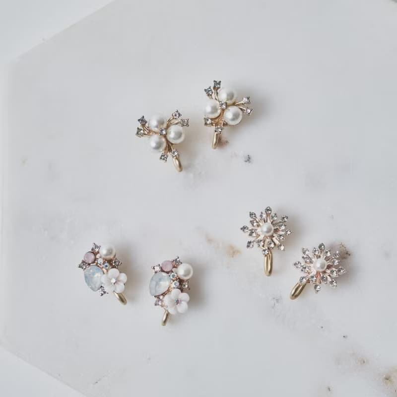 煙花 華麗鋯石貼耳夾