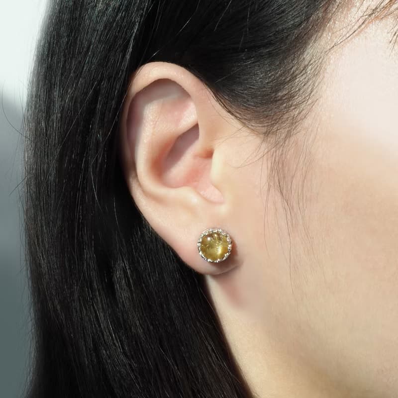 金絲縷 | 金髮晶 古典皇冠 925純銀耳環 耳針 情人節 招財運