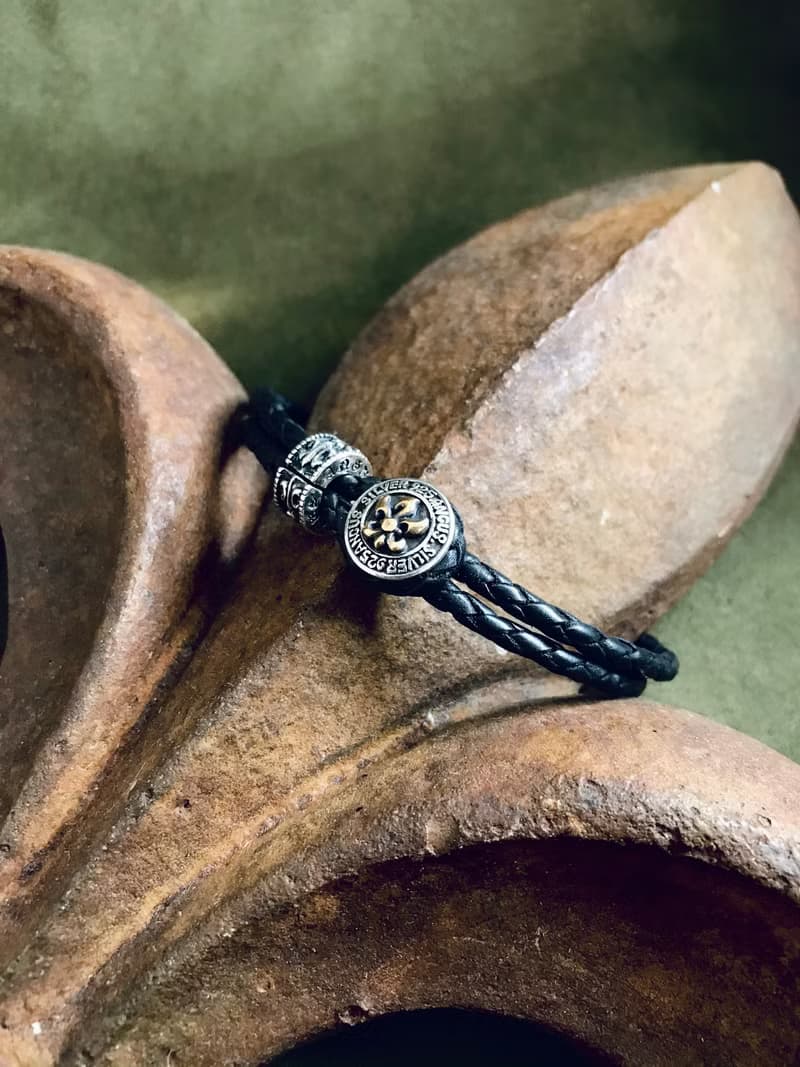 【巴洛克系列】巴洛克經典皮革手鍊 Silver 925