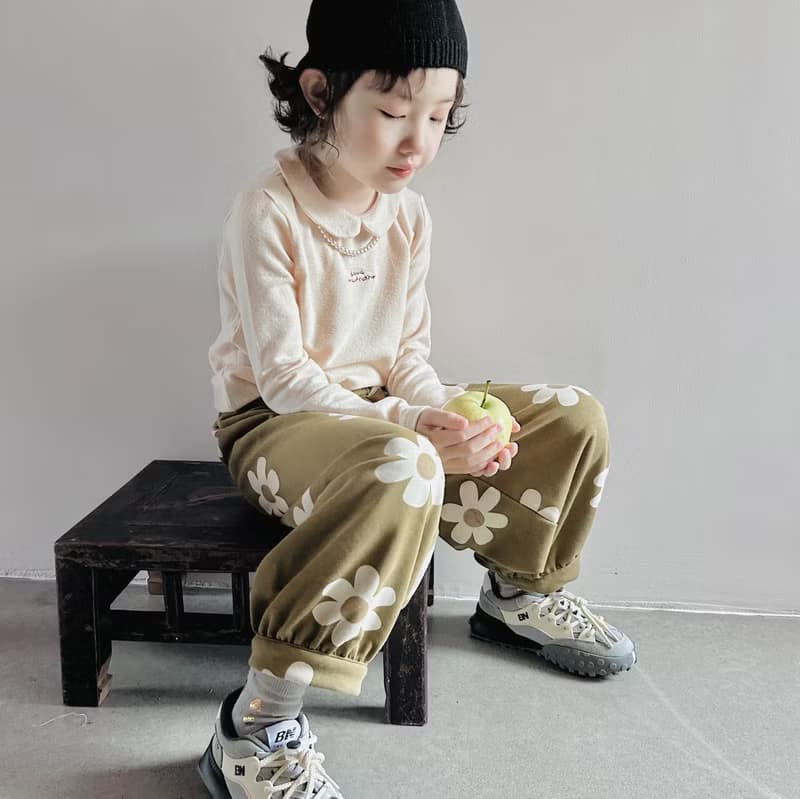 秋季針織花朵運動褲 / 休閒褲子 童裝