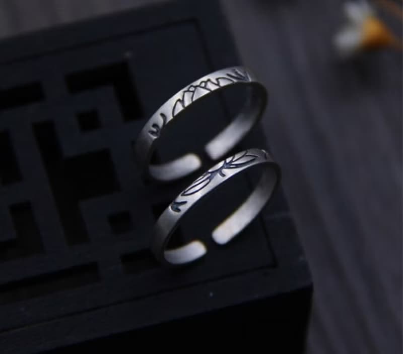 Real S 925 Sterling Silver Lovers Opening Rings Simple Fashion Ethnic Handmade