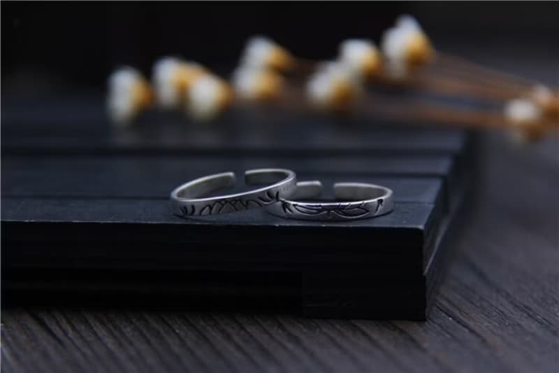 Real S 925 Sterling Silver Lovers Opening Rings Simple Fashion Ethnic Handmade