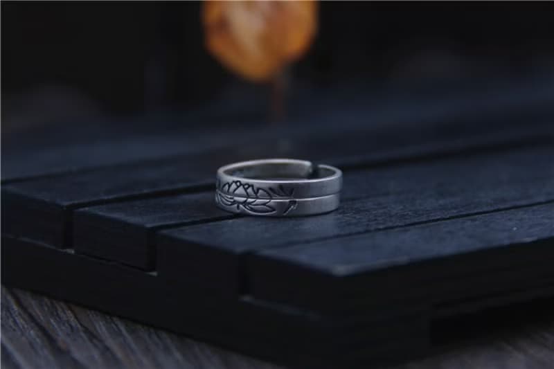 Real S 925 Sterling Silver Lovers Opening Rings Simple Fashion Ethnic Handmade