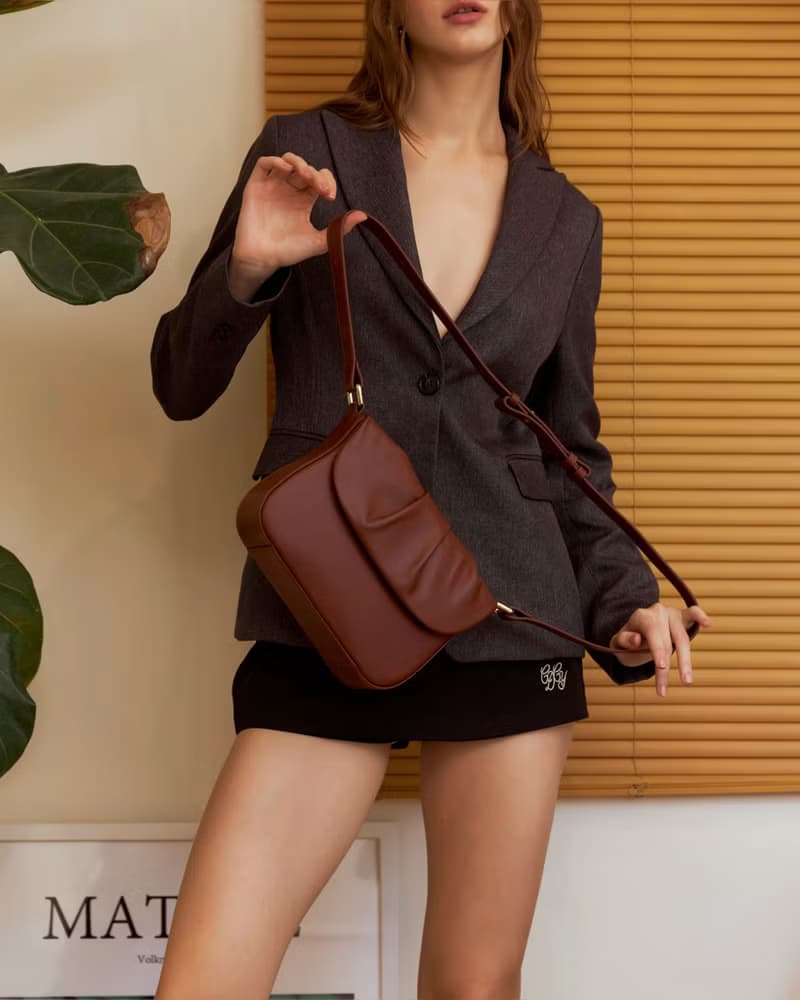 PUFF 真皮包 - 斜背包與肩背包 - Red Brown 泰國包