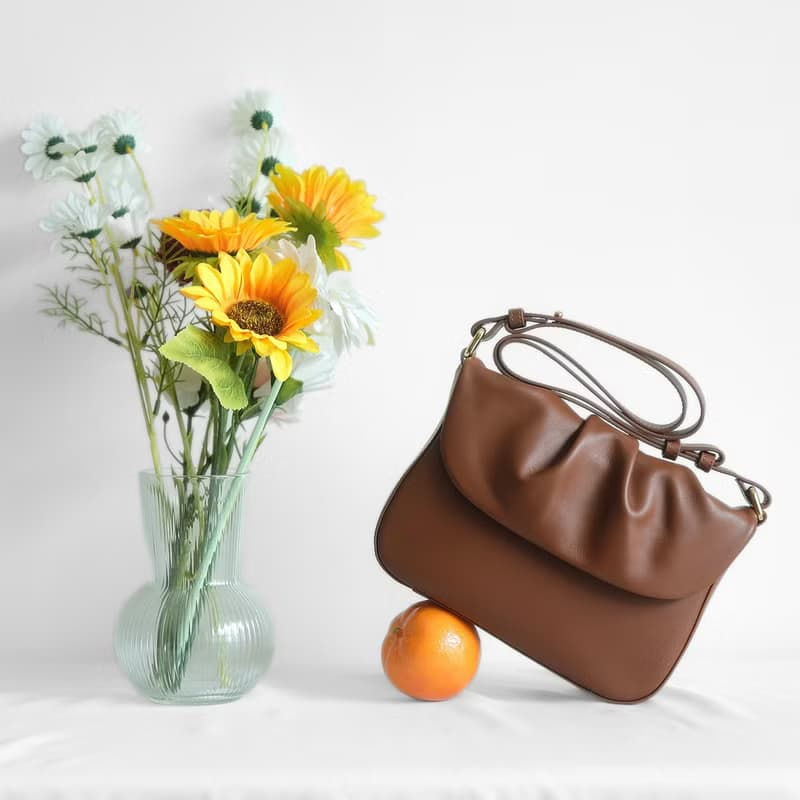 PUFF 真皮包 - 斜背包與肩背包 - Red Brown 泰國包