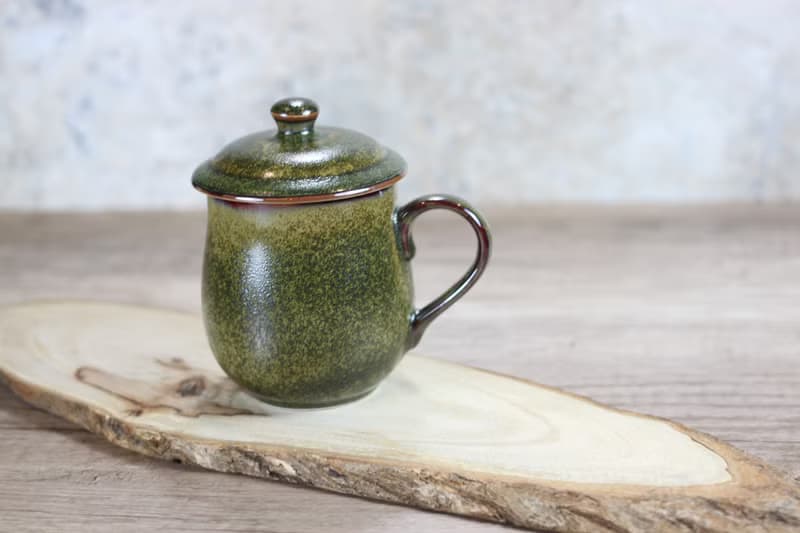 【母親節禮物】茶末釉蓋杯 帶蓋馬克杯 鶯歌名家葉敏祥作品