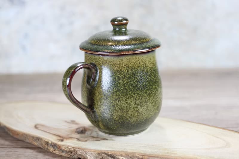 【母親節禮物】茶末釉蓋杯 帶蓋馬克杯 鶯歌名家葉敏祥作品