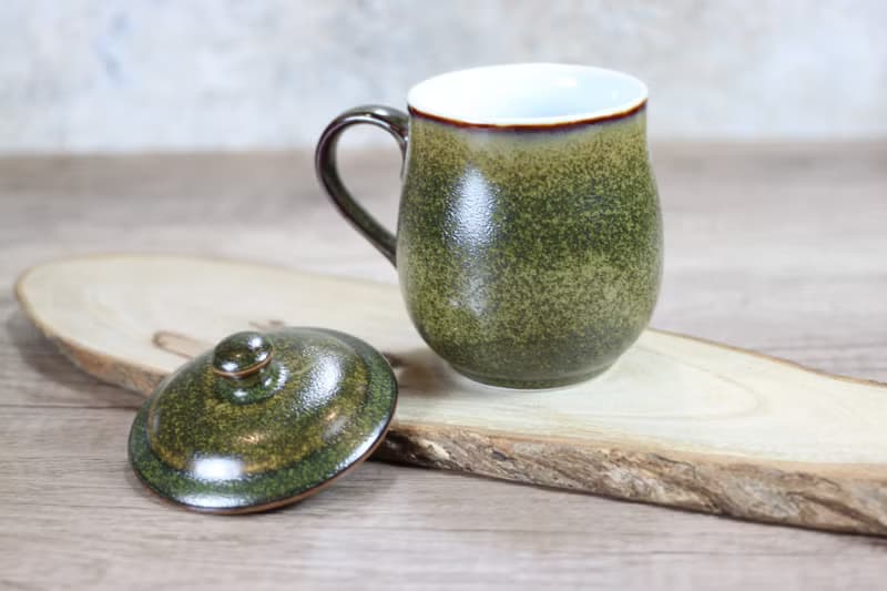 【母親節禮物】茶末釉蓋杯 帶蓋馬克杯 鶯歌名家葉敏祥作品