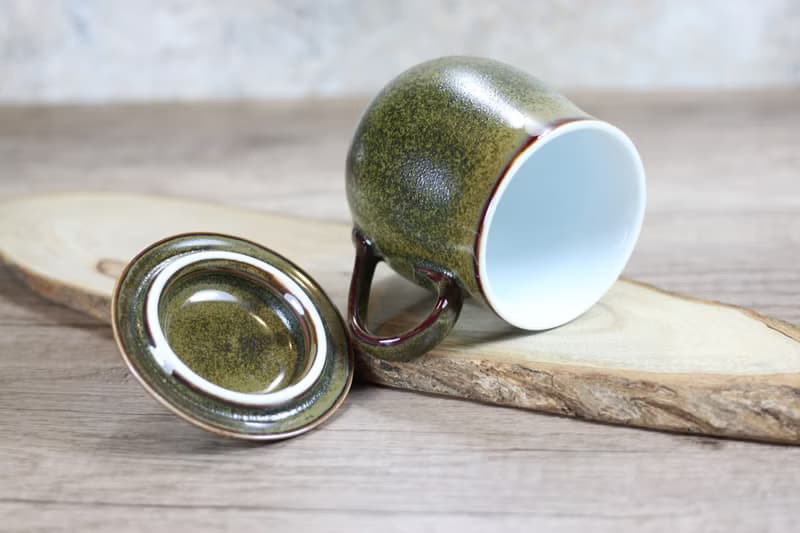 【母親節禮物】茶末釉蓋杯 帶蓋馬克杯 鶯歌名家葉敏祥作品