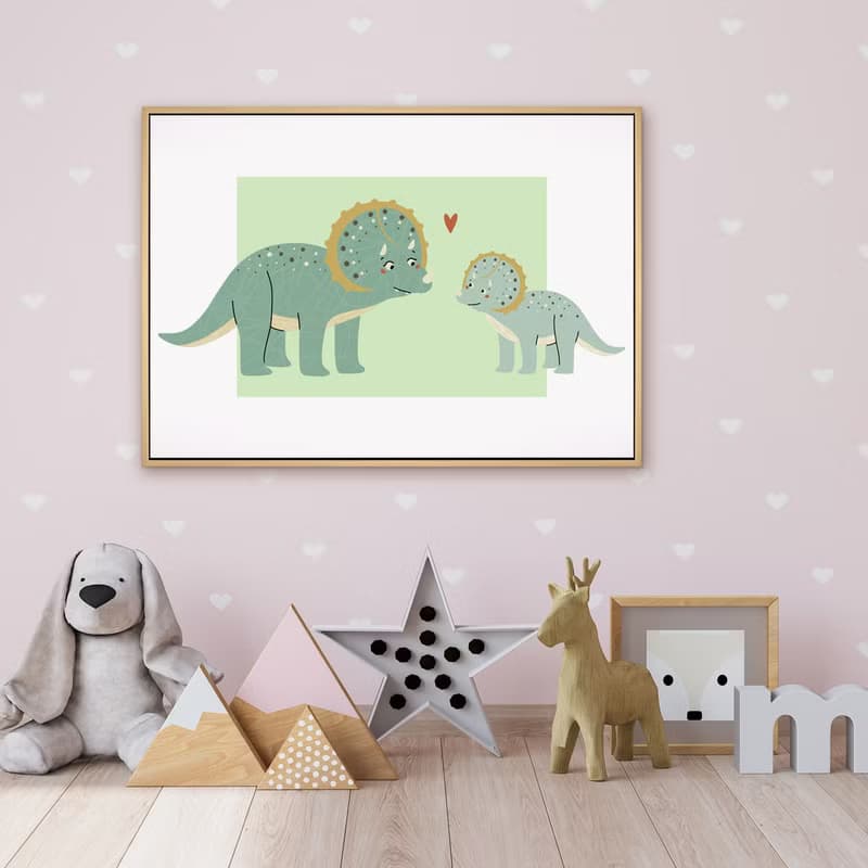 溫馨相望-療癒恐龍掛畫/送禮小物/兒童房裝飾畫/可愛禮物推薦