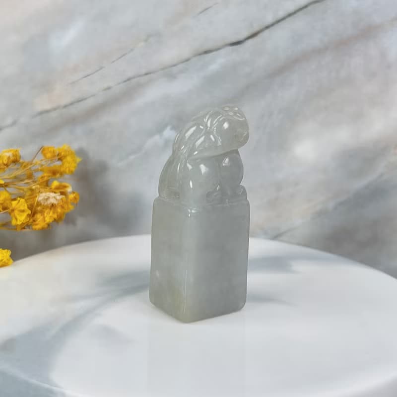 【招財神獸】翡翠貔貅印章 | 天然緬甸玉翡翠A貨 | 送禮