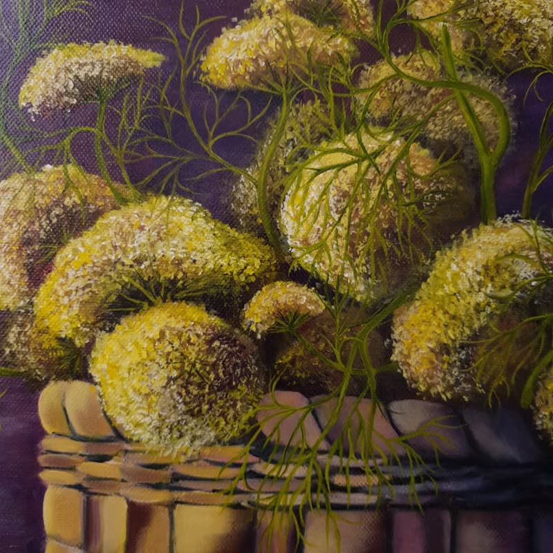 Pear Painting Still Life Art Wildflowers Bouquet Wall Art Canvas Oil Painting