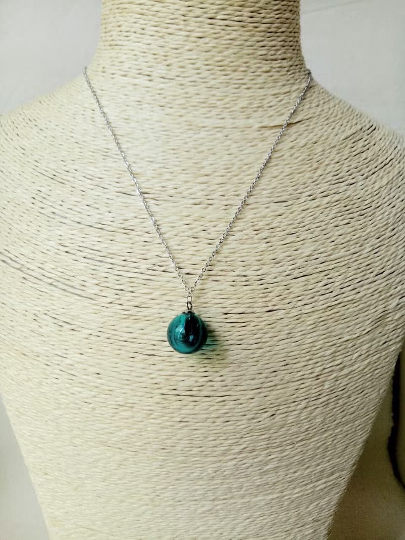 圓球琉璃精油瓶不鏽鋼項鍊 (兩種尺寸)