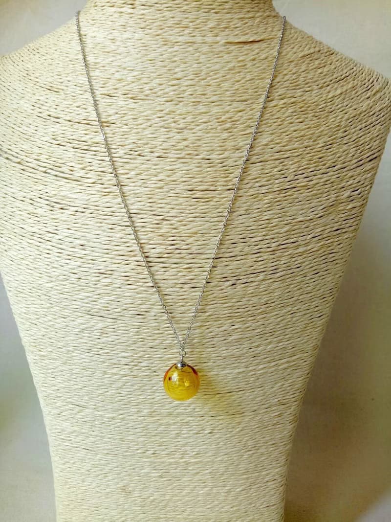 圓球琉璃精油瓶不鏽鋼項鍊 (兩種尺寸)