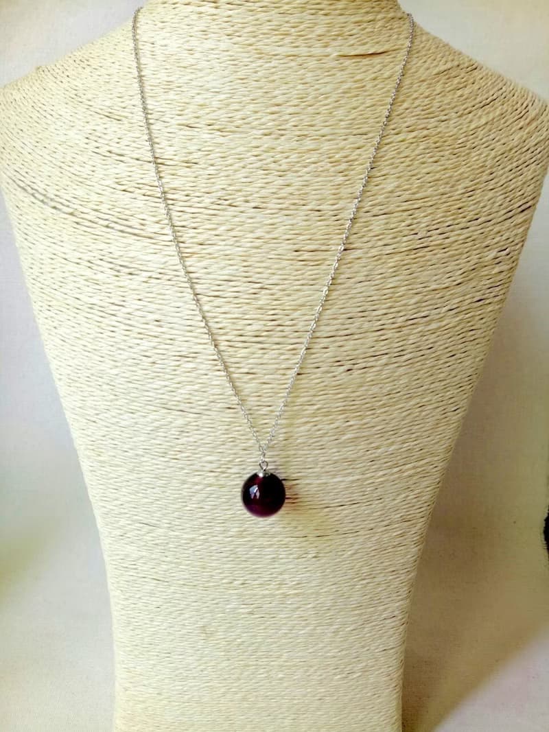 圓球琉璃精油瓶不鏽鋼項鍊 (兩種尺寸)