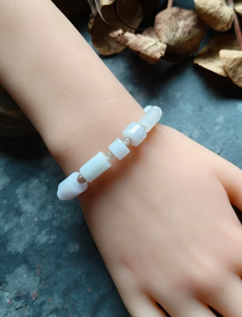 天然緬甸桶珠紫羅蘭冰種翡翠 骨干小珠 手串手鍊