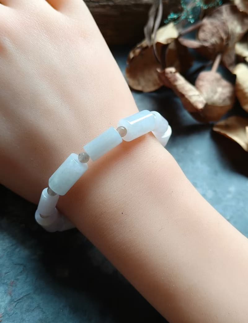 天然緬甸桶珠紫羅蘭冰種翡翠 骨干小珠 手串手鍊