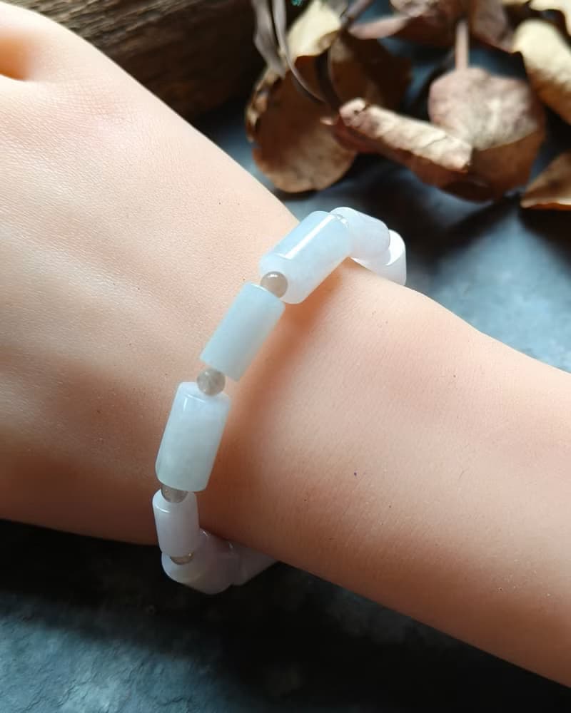 天然緬甸桶珠紫羅蘭冰種翡翠 骨干小珠 手串手鍊