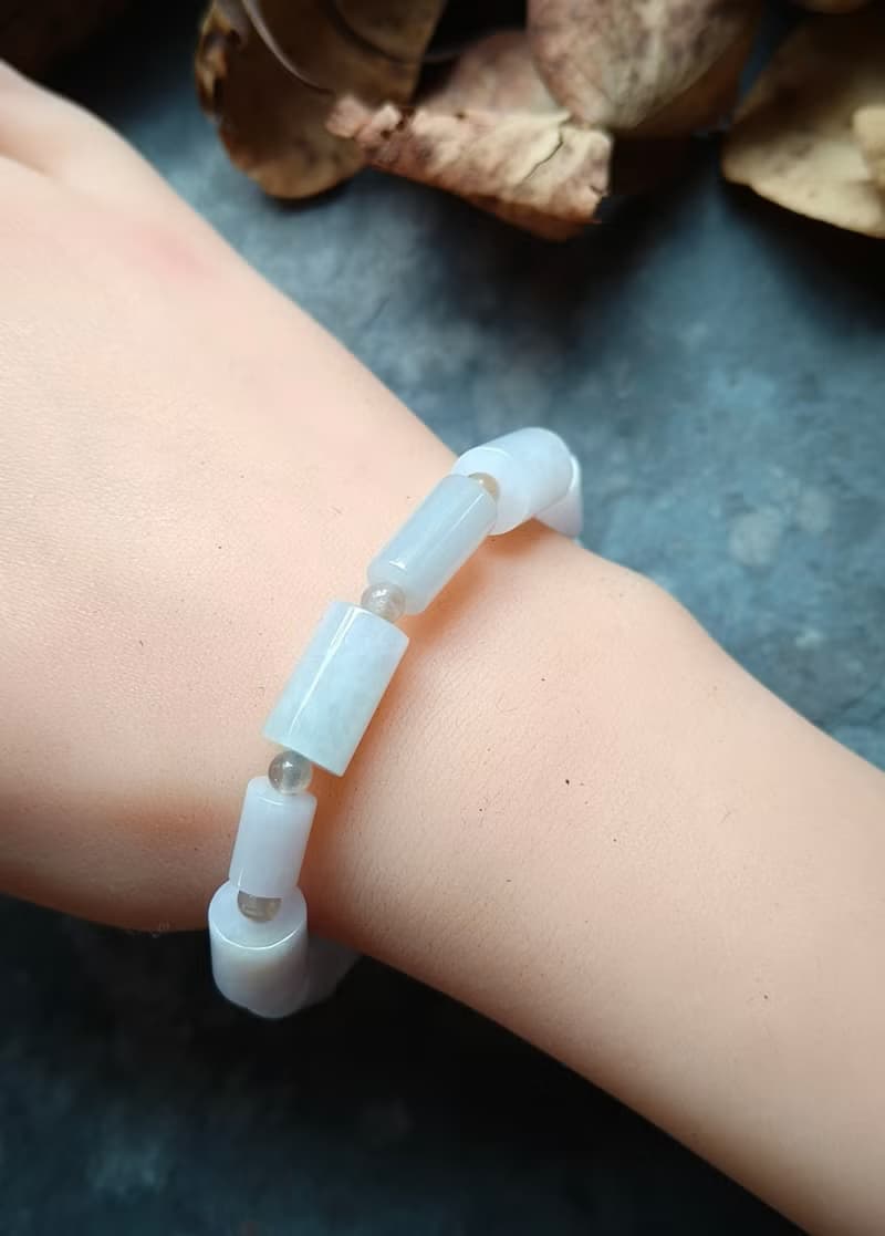 天然緬甸桶珠紫羅蘭冰種翡翠 骨干小珠 手串手鍊