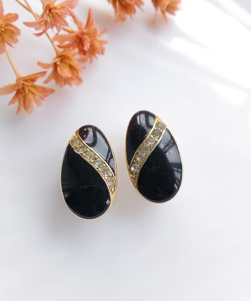 Vintage Jewelry 西洋古董飾品 TRIFARI 典雅 夾式耳環