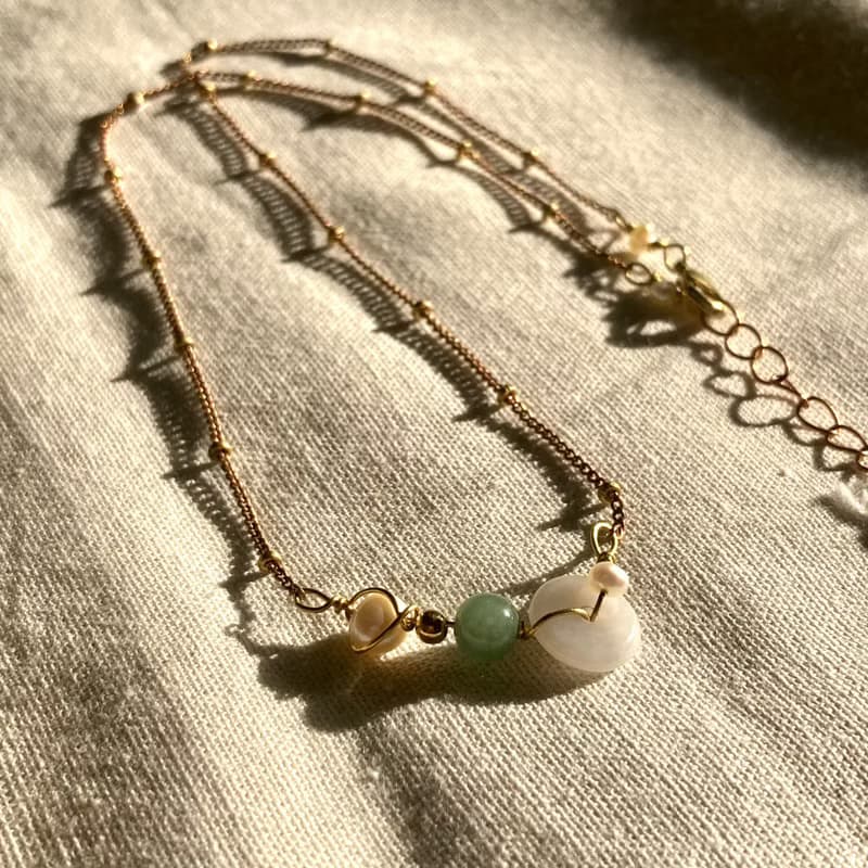 老林雜貨 | 平安扣翡翠珍珠項鍊