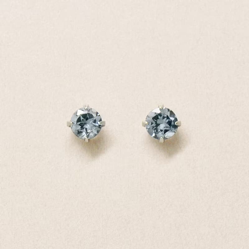 【Second Earrings】 鉑金灰色尖晶石耳環