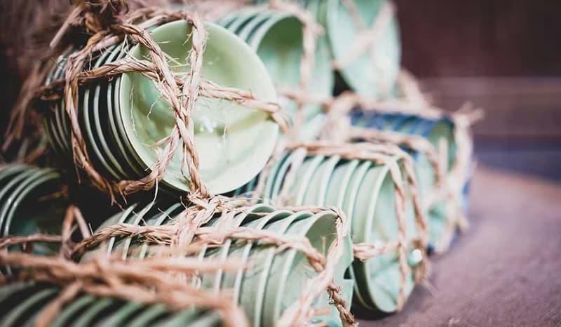 KOGA 許家陶器品 陶質六角深盤 (丹青)