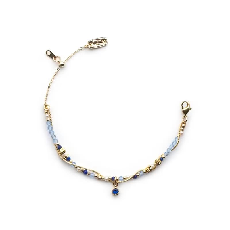 事業 x 青金石 托帕石 淡水珍珠 鋯石【矢車菊 • 遇見幸福】手鍊