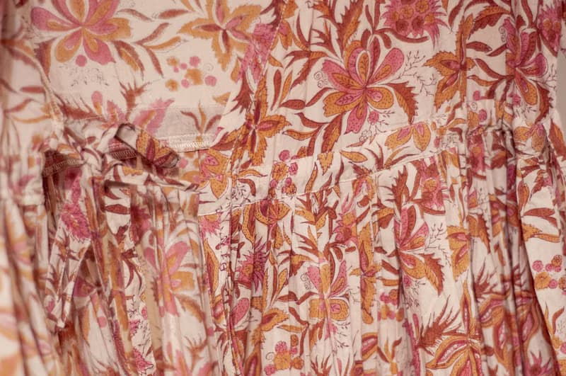 女裝木刻印純棉洋裝 印度棉長袖連衣裙 手工蓋印有機棉連身裙-花