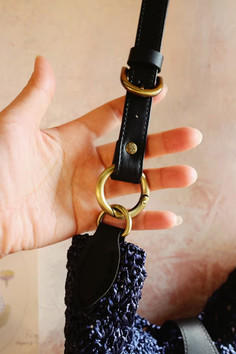 【現貨】Handmade手工編織/編織手提包/購物袋/肩背包/金屬深藍